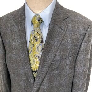 Joseph Abboud Blazer Mens 44S Gray Blue Plaid Heritage Tollegno 1900 Wool Italy